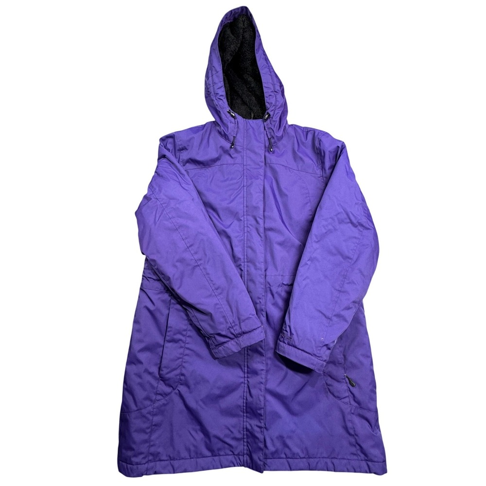LL Bean Winter Parka Womens Large‎ Purple  Insulated Fleece Long Hooded Outdoors